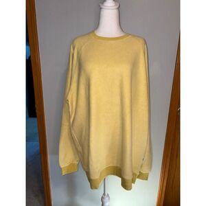Feat Blanket Crewneck Sweatshirt Yellow Oversized Fuzzy Pullover XXL soft Womens